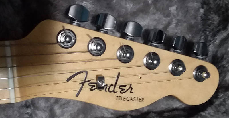 Fender American Elite Telecaster headstock with repositioned string guide